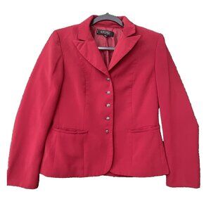 Kasper Women Petite Red Lined Blazer Jacket Size 8P Four Button Pockets